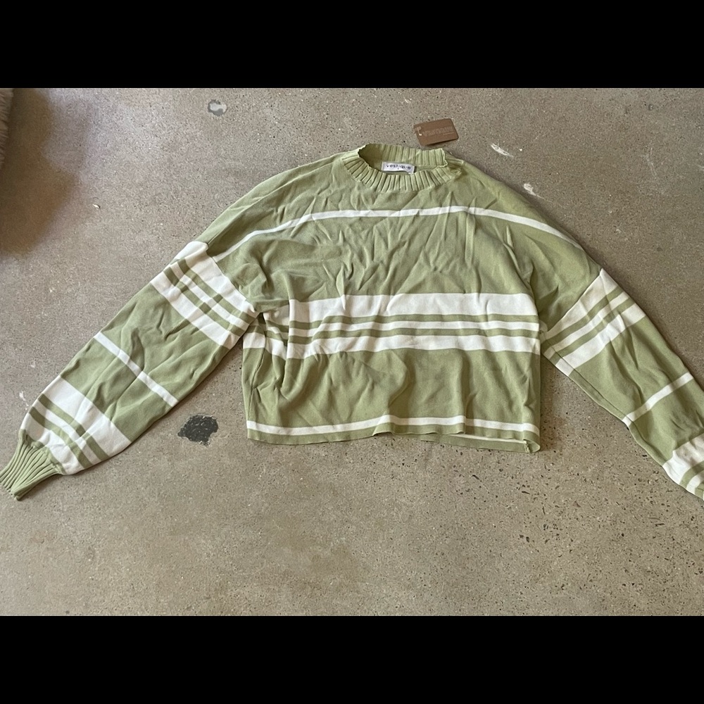 Green and white striped shirt